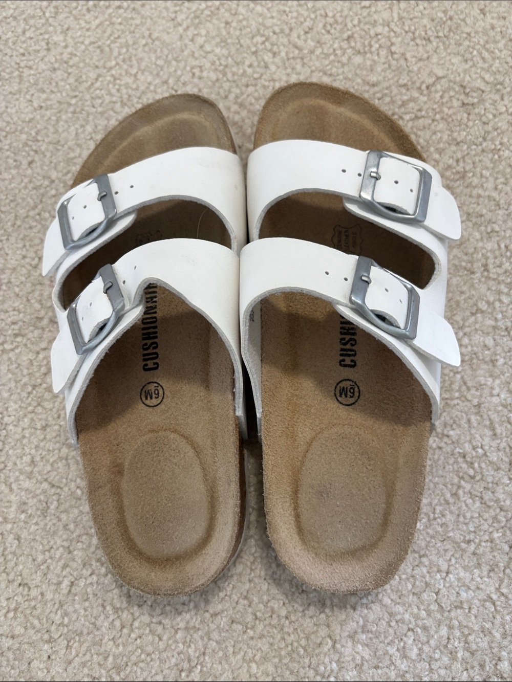 Kids White Double-Band Buckle Sandals - Cushioned Footbed
